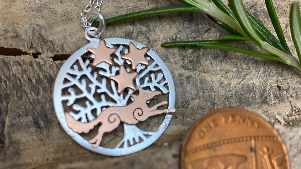 Running Fox, Stars, Tree of Life Pendant ©2022