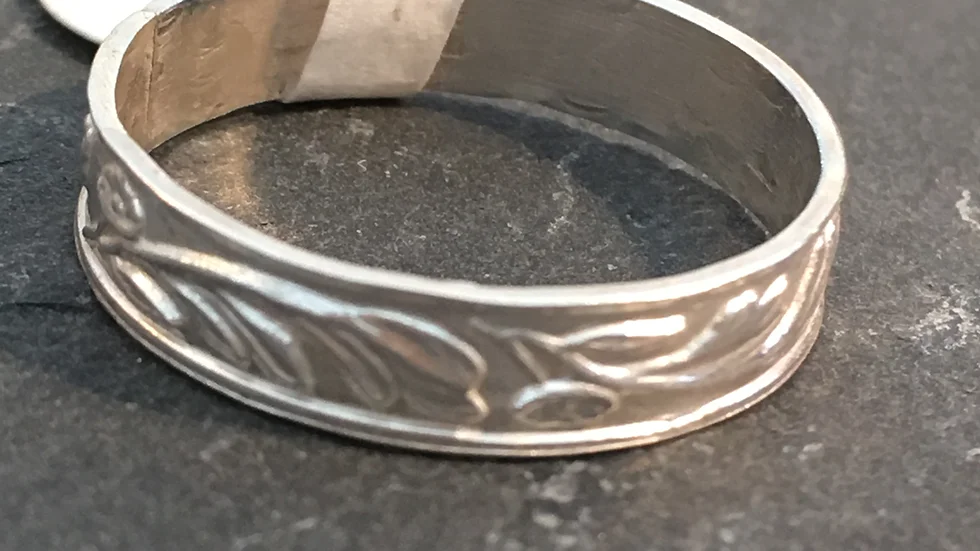 Traditionally Patterned Silver Ring 
