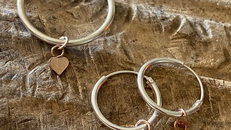 Heart Drop Gold and  Silver Earrings  Size F&W
