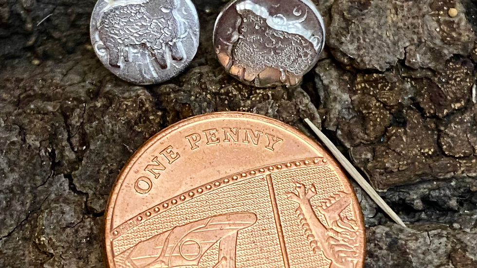 Greyface Valeens Sheep Earrings .  Solid Silver Coin Earrings