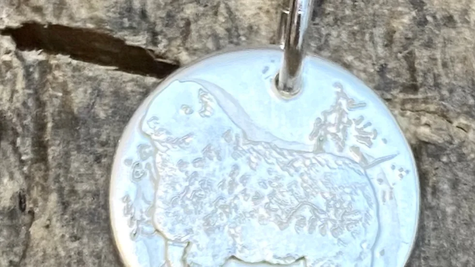 Medium Greyface Valeens Sheep Pendant .  Solid Silver Coin Pendant