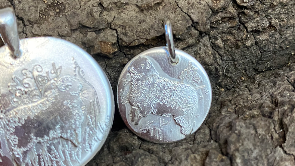 Medium Greyface Valeens Sheep Pendant .  Solid Silver Coin Pendant