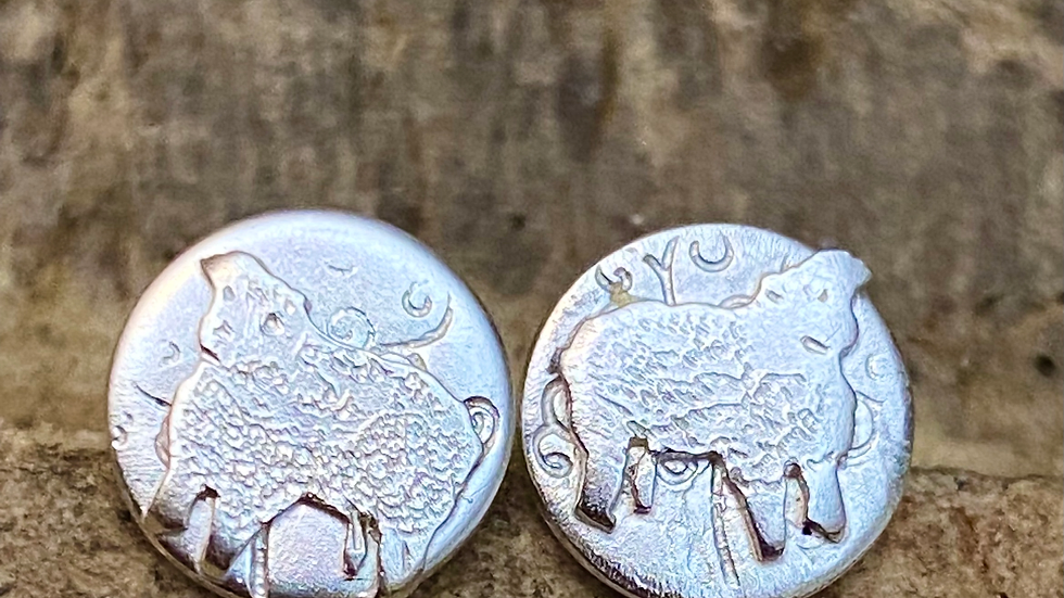 Greyface Valeens Sheep Set .  Solid Silver Coin Pendant and  earrings set