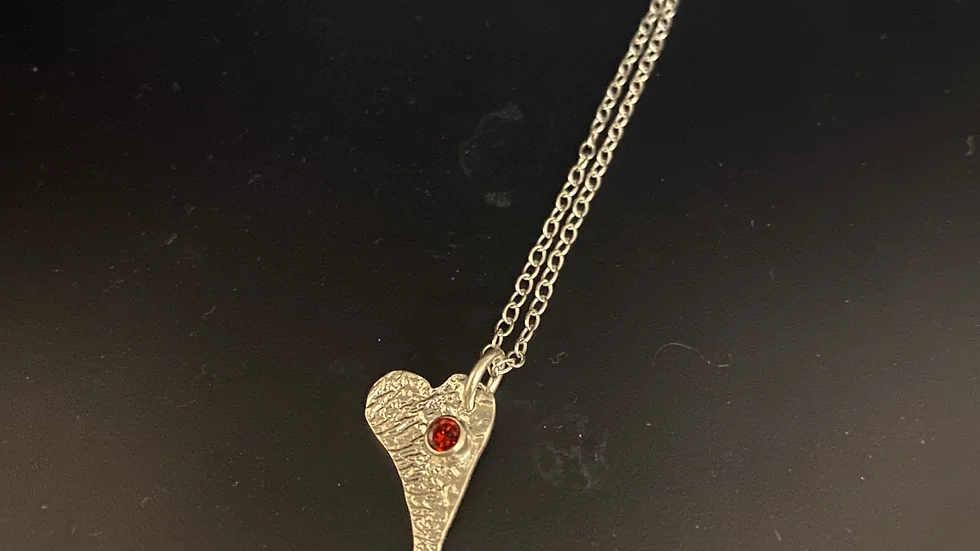 Reticulated Silver Stone Set heart Pendant © F&W