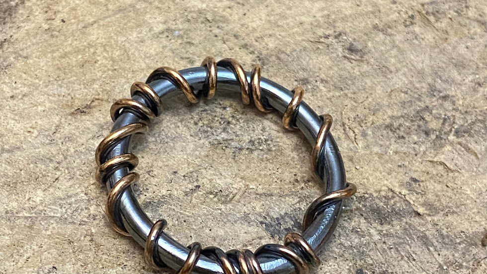 Wrapped Halo Silver Rose Gold Copper Ring  ©size L