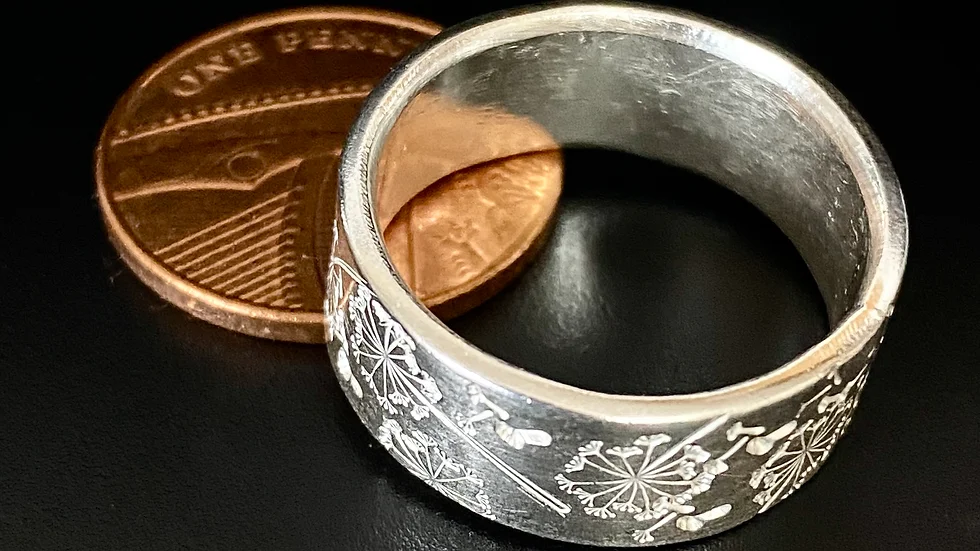 Dandelion Fluff Ring Sterling silver Ring (size S )
