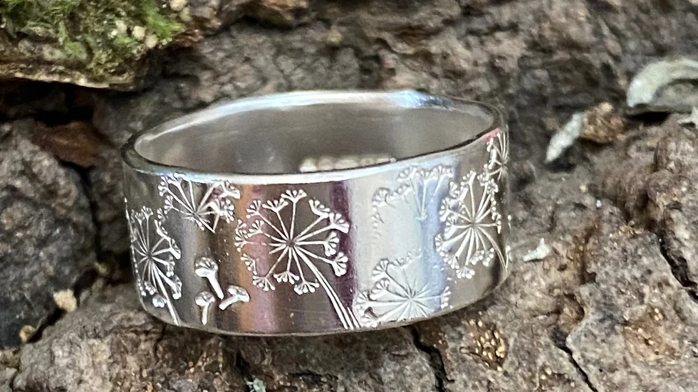 Dandelion Fluff Ring  Sterling silver Ring (size S )