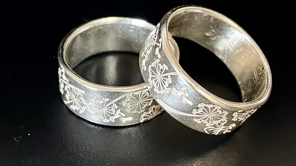 Dandelion Fluff Ring  Sterling silver Ring (size S )