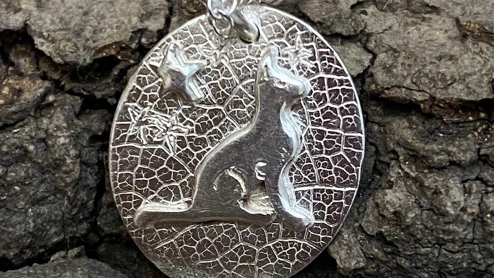 Star Gazing Cat.  Solid Silver Oval Pendant