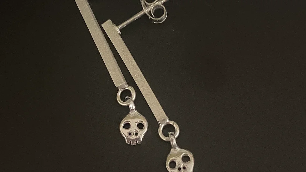 Skull-tastic  Earrings Silver - Long Drop Earrings