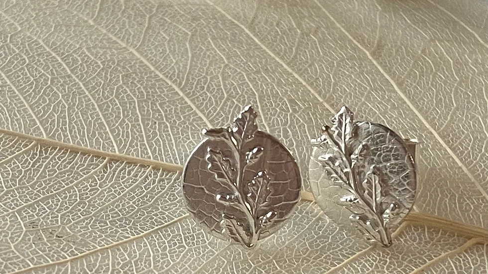 Oak Leaf and Acorn Stud Earrings  Sterling Silver Stud Post Earrings.