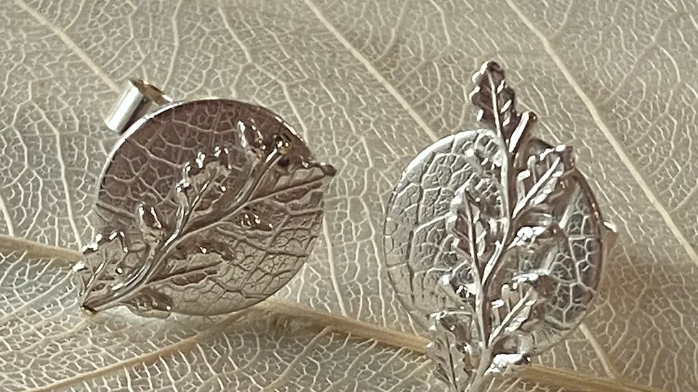 Oak Leaf and Acorn Stud Earrings  Sterling Silver Stud Post Earrings.