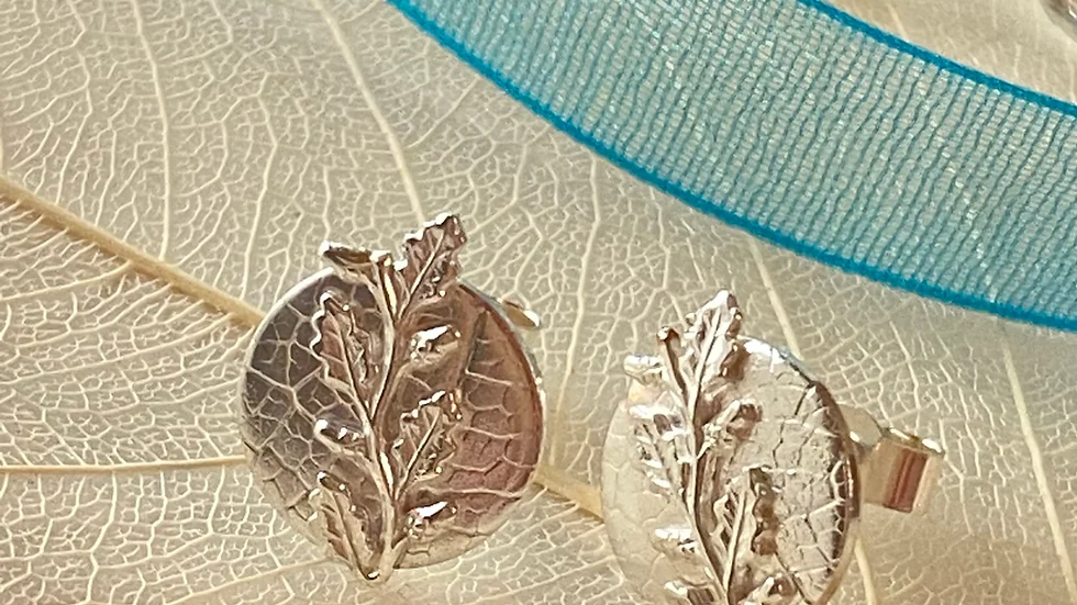 Oak Leaf and Acorn Stud Earrings  Sterling Silver Stud Post Earrings.