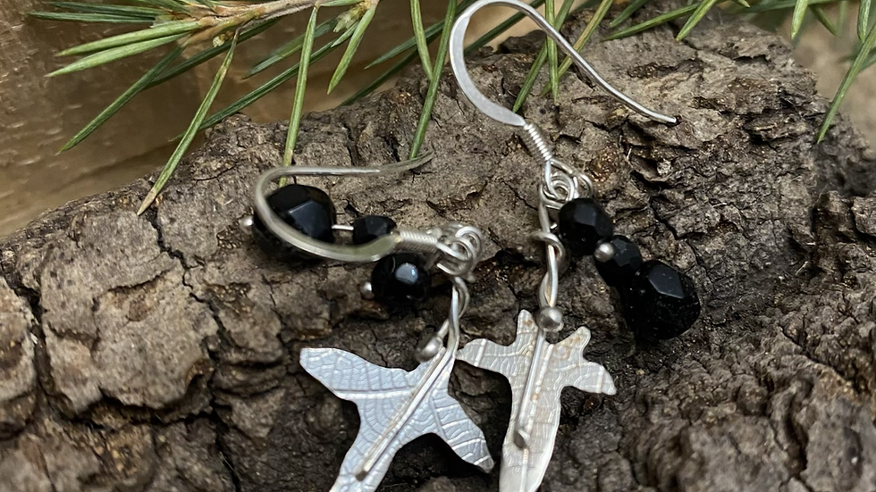 Ivy leaf and Berry Silver Drop Earrings F&W