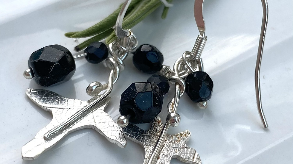Ivy leaf and Berry Silver Drop Earrings F&W