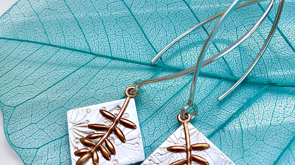 Earrings Botanics Drop Silver Copper Earrings F&W