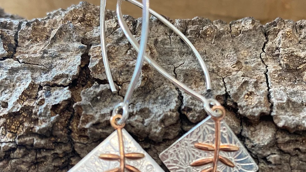 Earrings Botanics Drop Silver Copper Earrings F&W