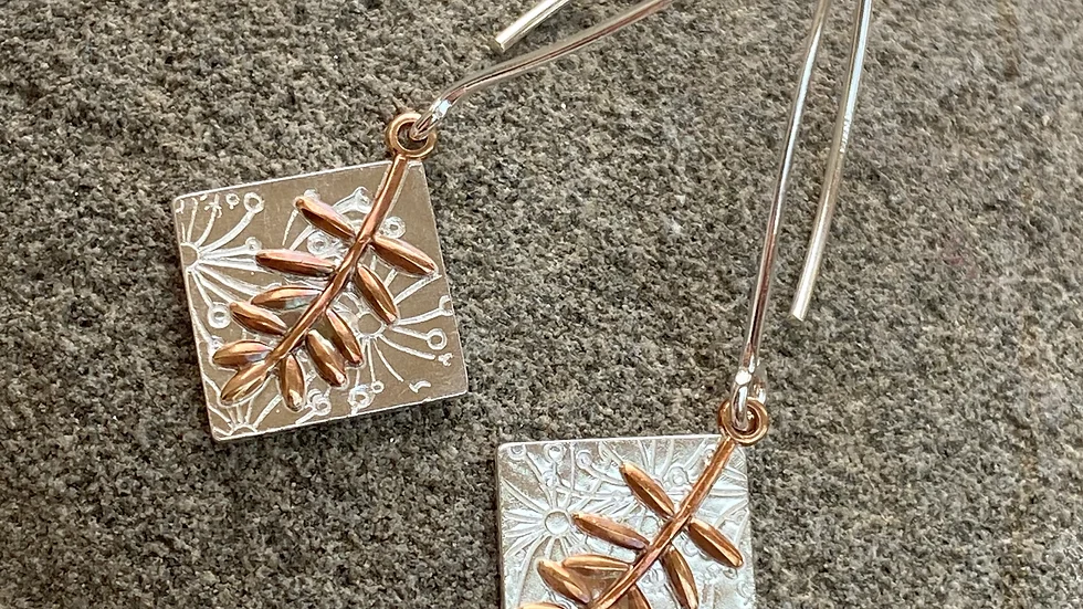Earrings Botanics Drop Silver Copper Earrings F&W