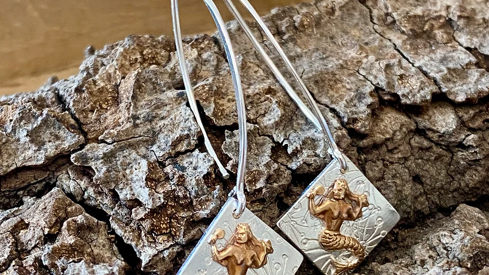 Earrings Mermaid Drop Silver Copper Earrings F&W