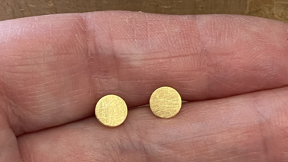 Brushed Gold Stud Earrings  Gold plated Silver Stud  Earrings. W&amp;F