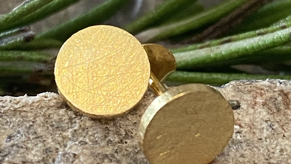 Brushed Gold Stud Earrings  Gold plated Silver Stud  Earrings. W&amp;F