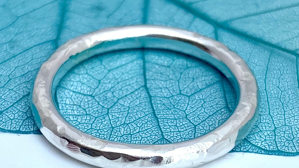 Hammered Halo Heavy Ring in Silver - made to order
