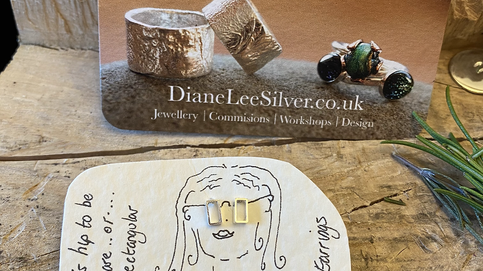 Rectangular Simple Sterling Silver Stud Earrings £10