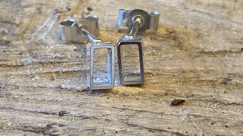Rectangular Simple Sterling Silver Stud Earrings  £10