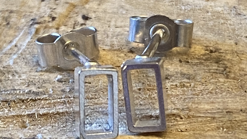 Rectangular Simple Sterling Silver Stud Earrings  £10
