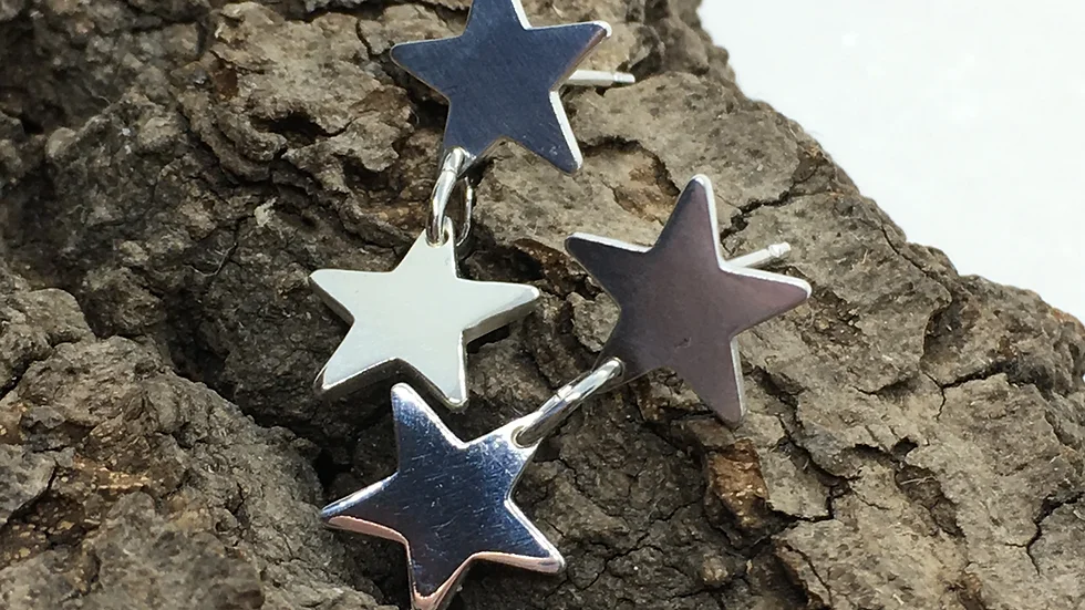 Silver Star Stud Drop Earrings.