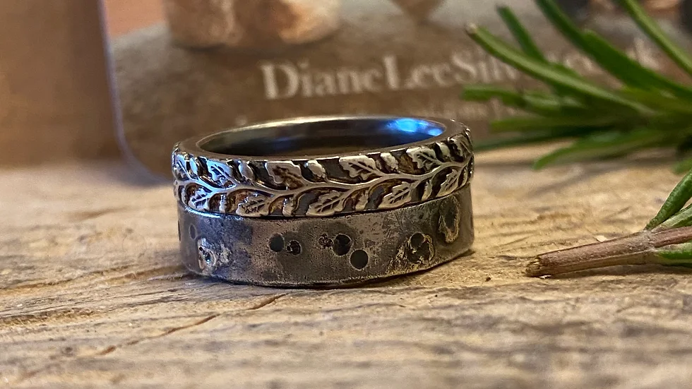 Leaf Ring in Oxidised Silver Size R