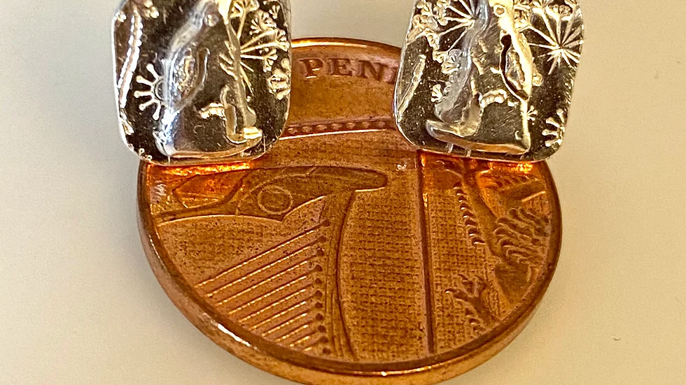 Meadow Hare Silver Stud Earrings Sitting Hare 2W&F