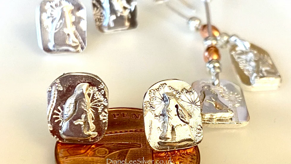 Meadow Hare Silver Stud Earrings Sitting Hare 2W&F