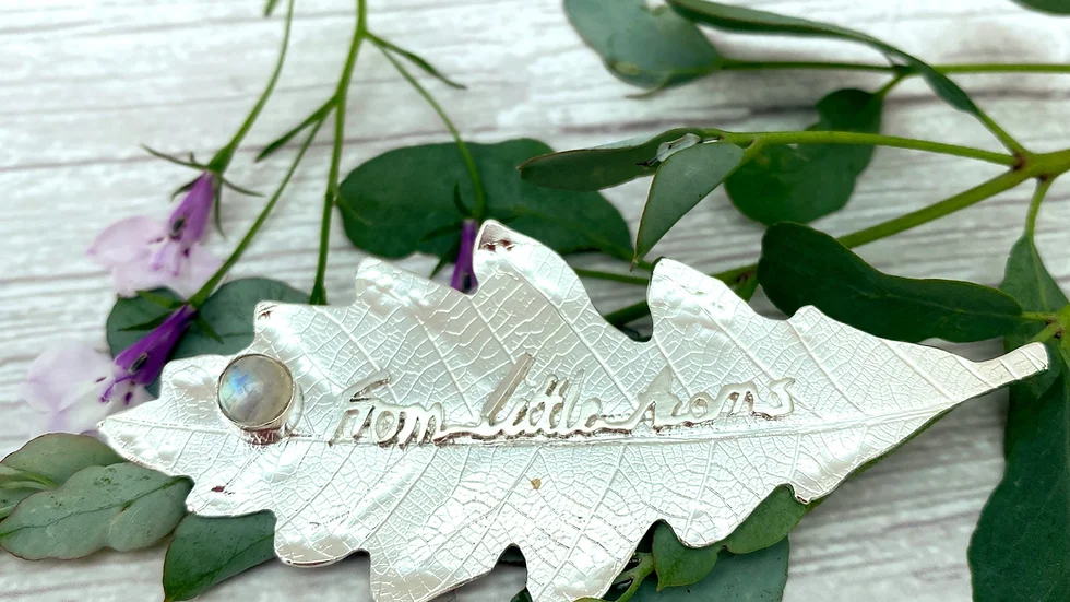 Personalised Silver Oak Leaf Brooch © -By DianeLeeSilver