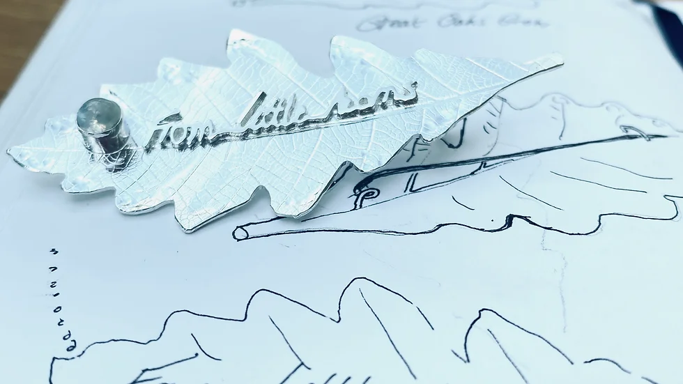 Personalised Silver Oak Leaf Brooch © -By DianeLeeSilver