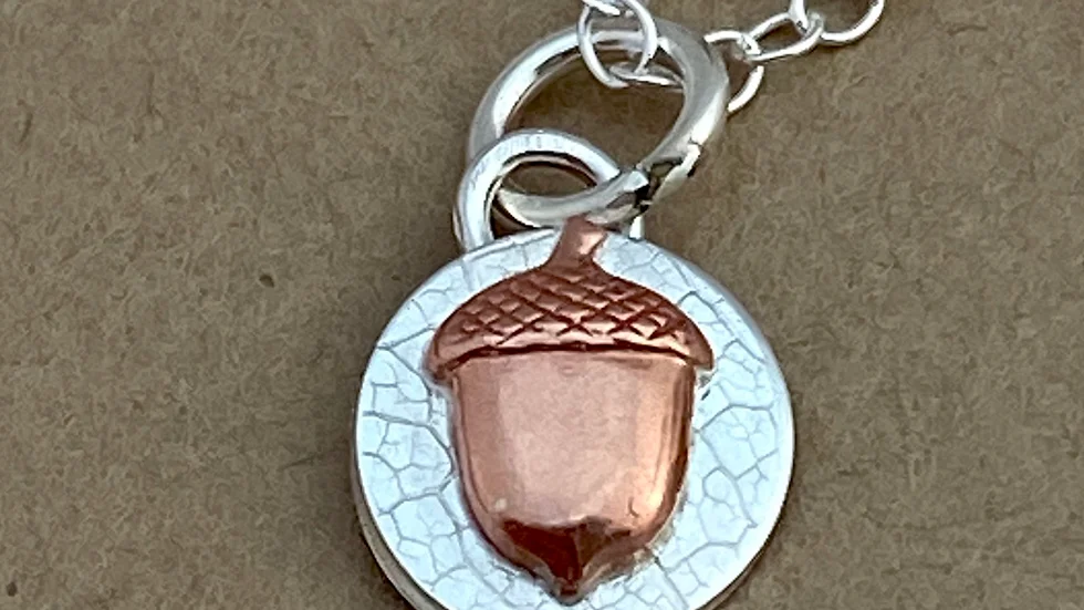 Wolds Way Acorn Copper Silver Necklace
