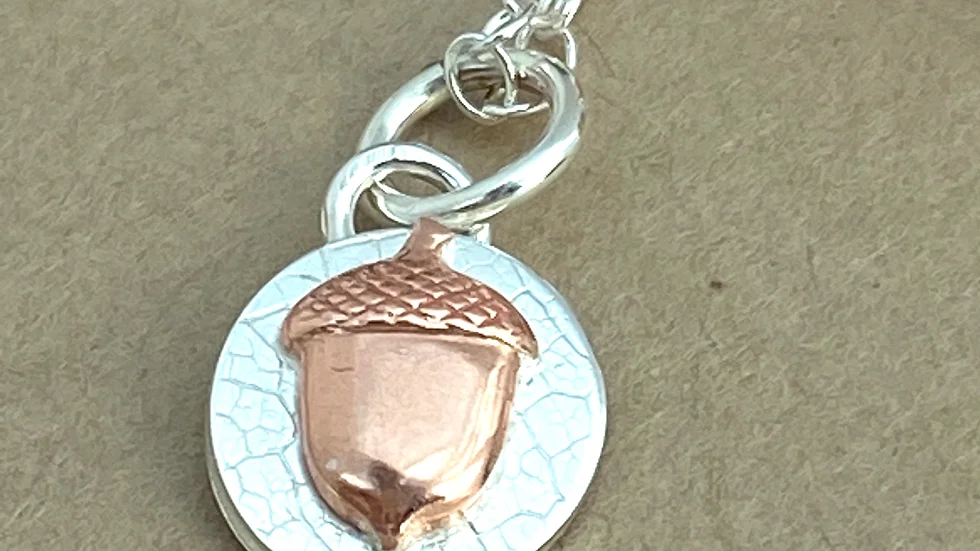 Wolds Way Acorn Copper  Silver Necklace
