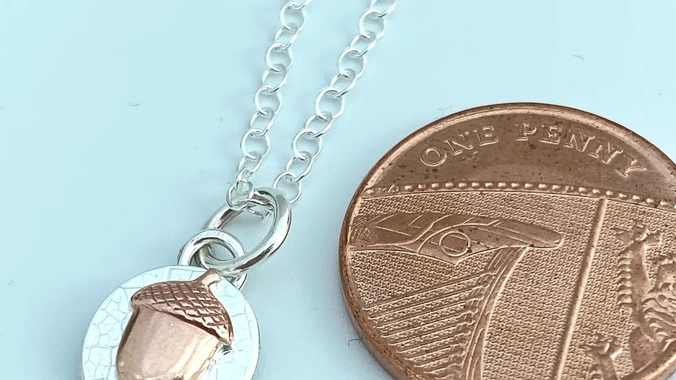 Wolds Way Acorn Copper  Silver Necklace