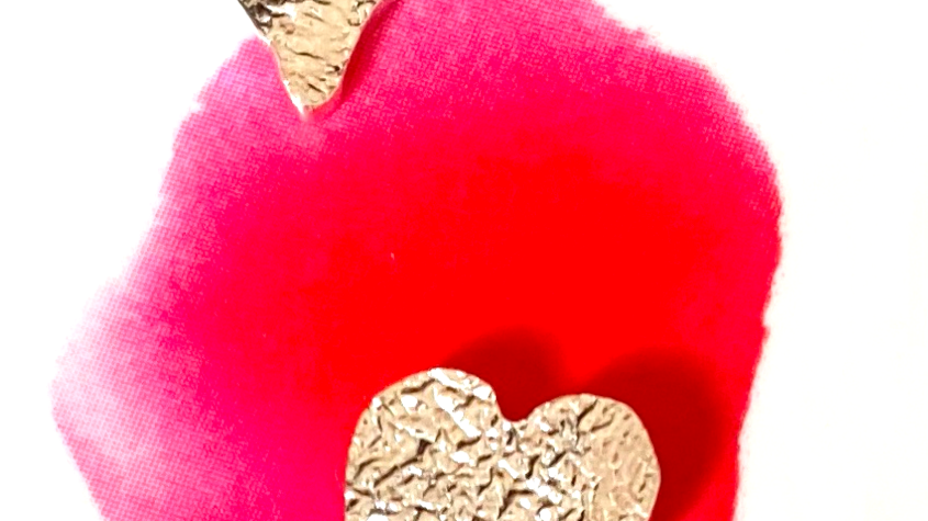 Earrings - Silver Studs Asymetrical Hearts FWM