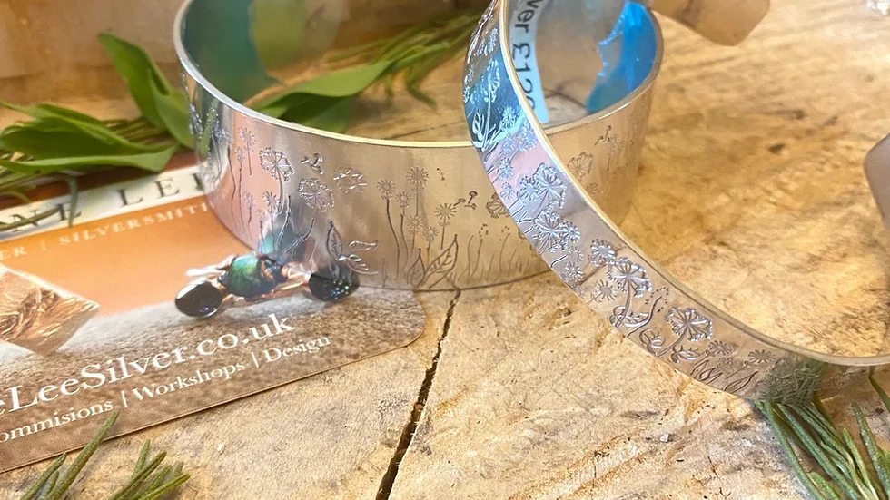 Personalised Wide Meadow bangle - your pet. 