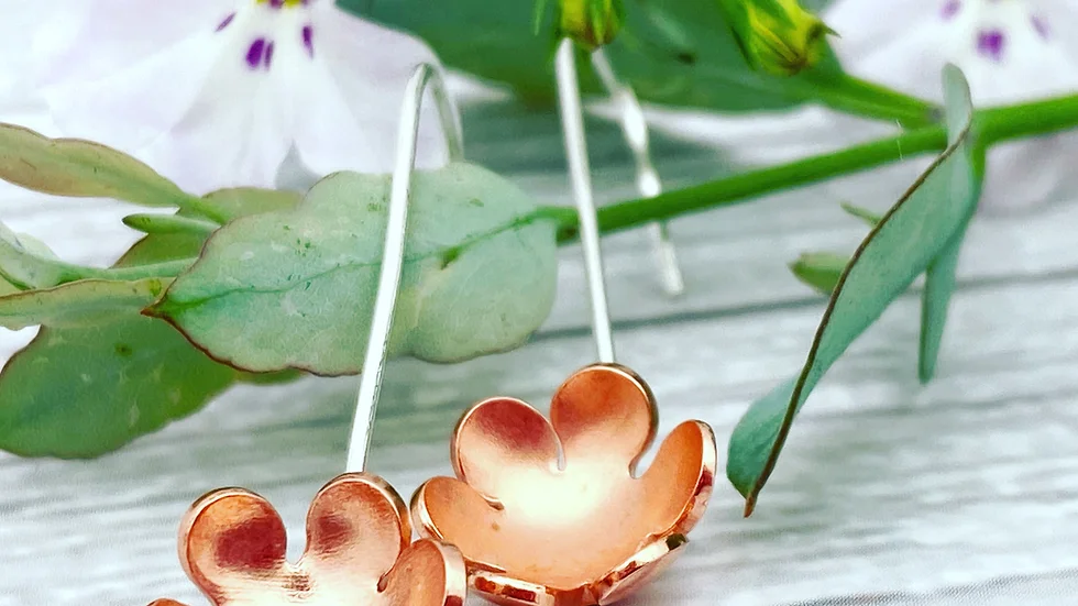 Earrings - Copper Flower Drop FWM