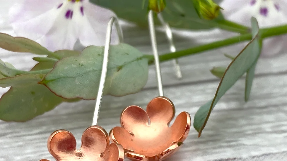 Earrings - Copper Flower Drop FWM