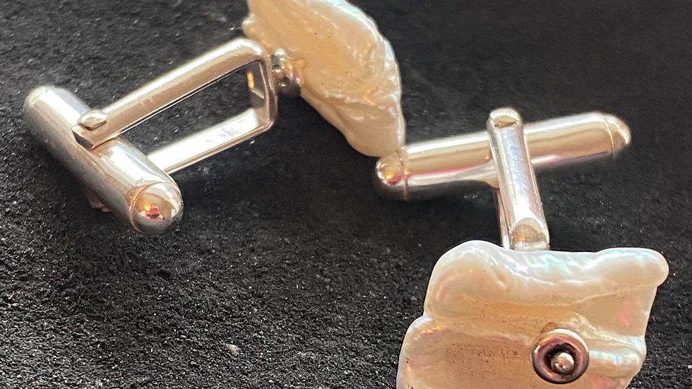 Pearl and Silver Cuff Links 