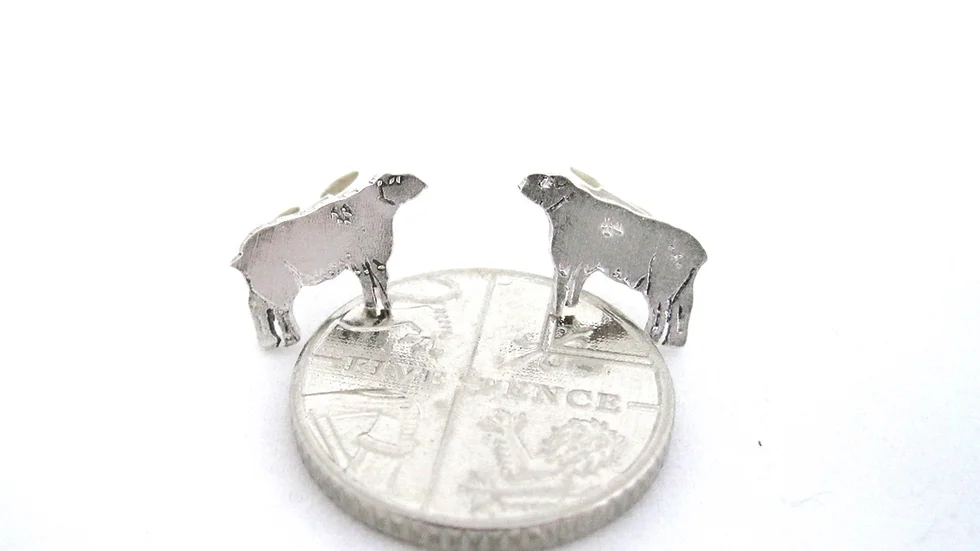 Sheep silver stud earrings