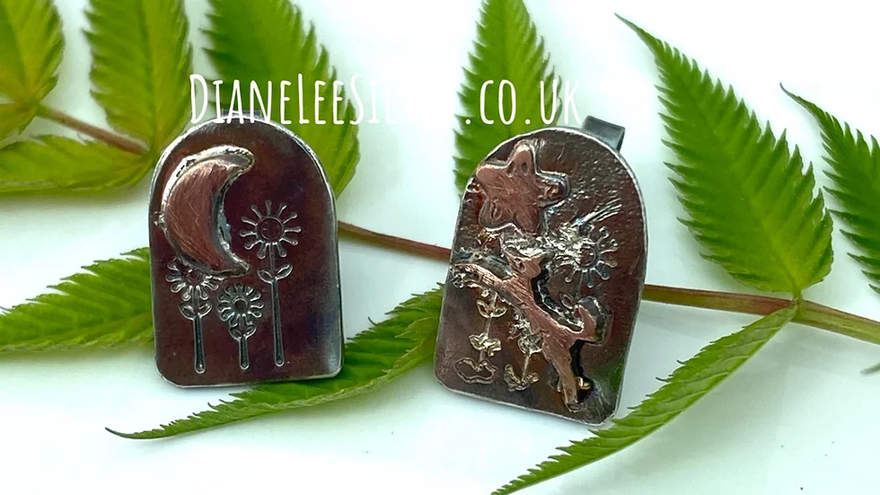 Earrings Leaping Fox Mis-Matched Earrings Oxidised Silver 