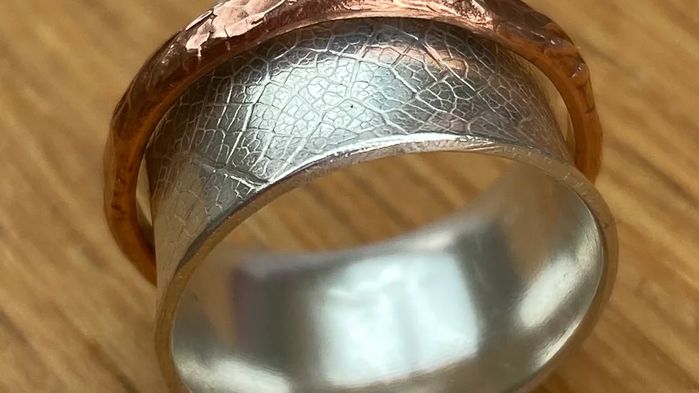 Silver Copper Spinning Ring Size L and a half