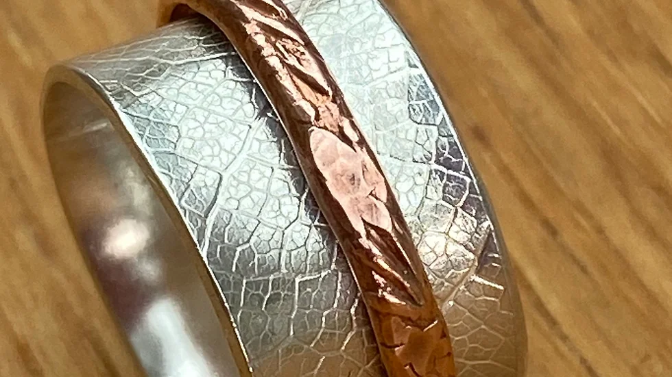 Silver Copper Spinning Ring Size L and a half