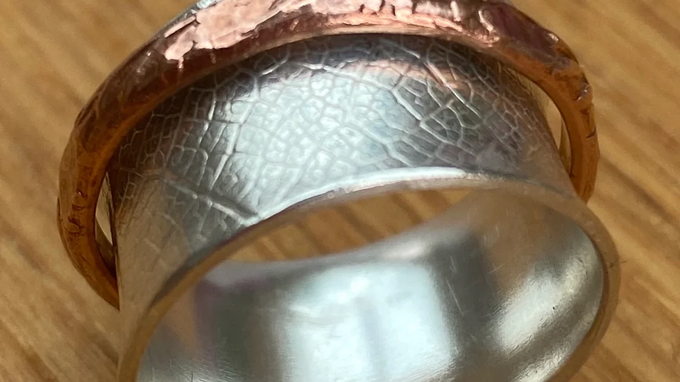 Silver Copper Spinning Ring Size L and a half