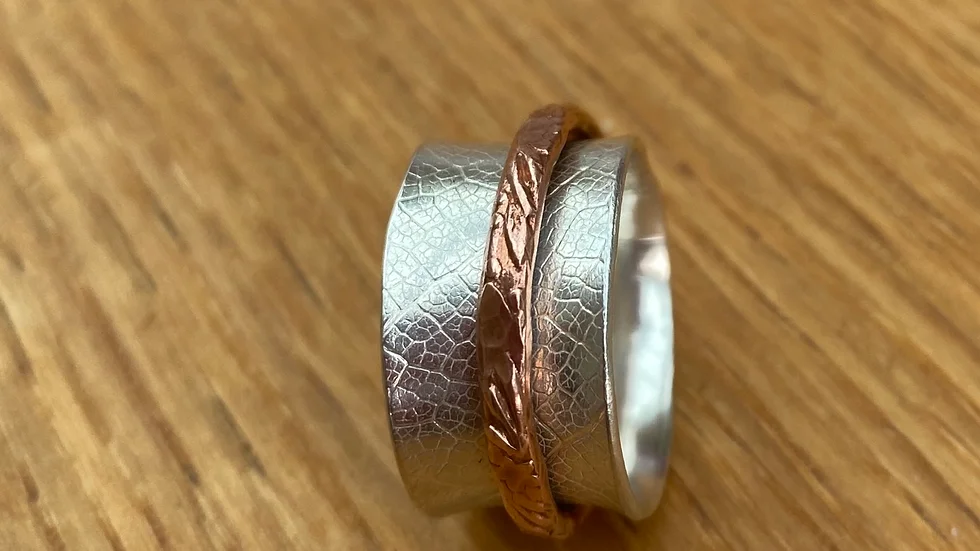 Silver Copper Spinning Ring Size L and a half