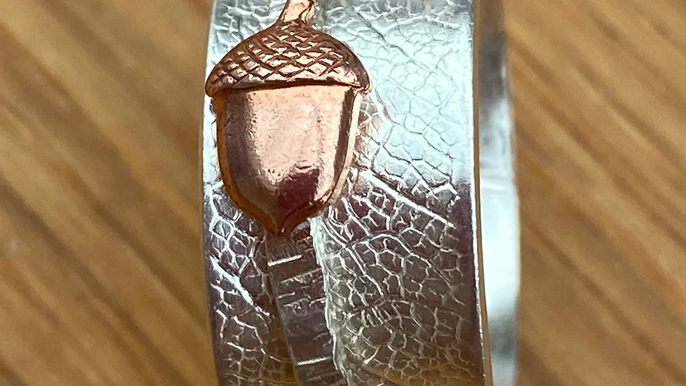 'Acorn' Silver Copper Spinning Ring Size N F&W
